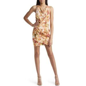 NWT Significant Other Chiara Watercolor Floral Print Tie Back Mini Dress Sz. 6